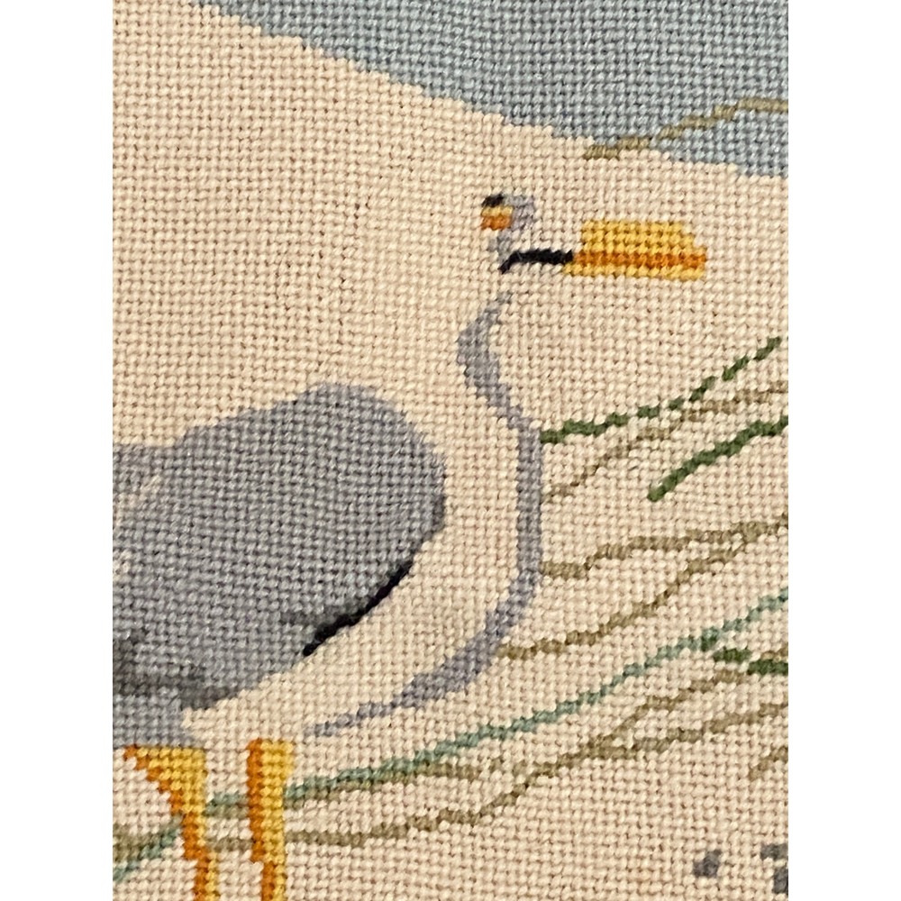 Vintage Needlepoint Seagull Directors Chair Cover Set Coastal Beach Nautical - Picture 4 of 10
